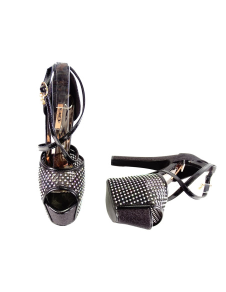 Schwarze Plateau-Stilettos mit Zirkonen - 4