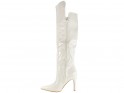 Білі жіночі черевики-котелки з екошкіри - 4