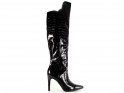 Чорні жіночі черевики-котелки з екошкіри - 1