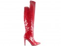 Червоні жіночі черевики-котелки з екошкіри - 1