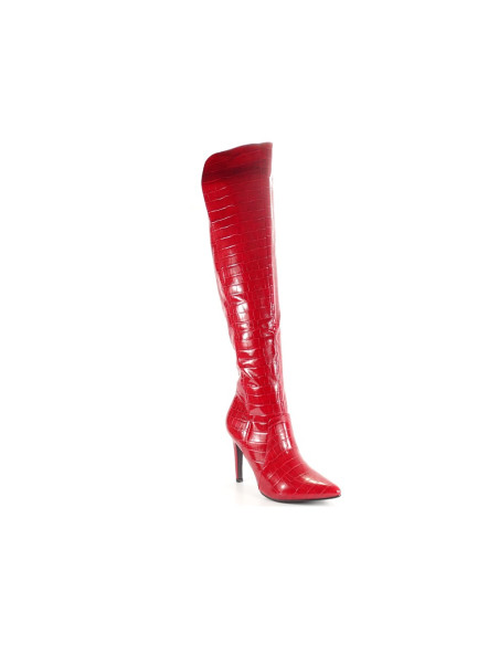 Rote Damen-Bowler-Stiefel aus Ökoleder - 3