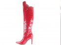 Red women's eko leather musketeer boots - 4