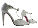 Stiletto heels with ankle strap in silver with zircons - 3