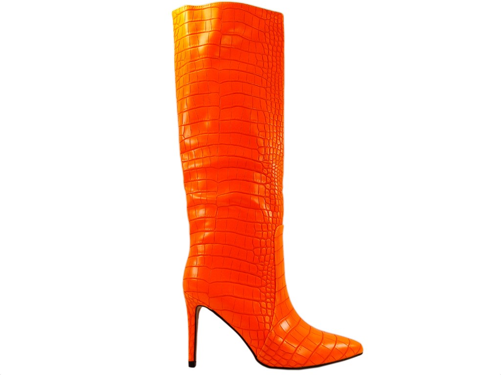 Orange eco leather spring boots - 1