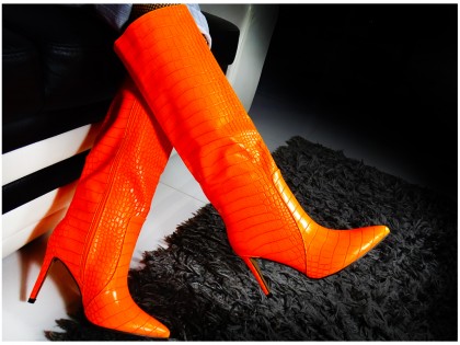 Orange eco leather spring boots - 2