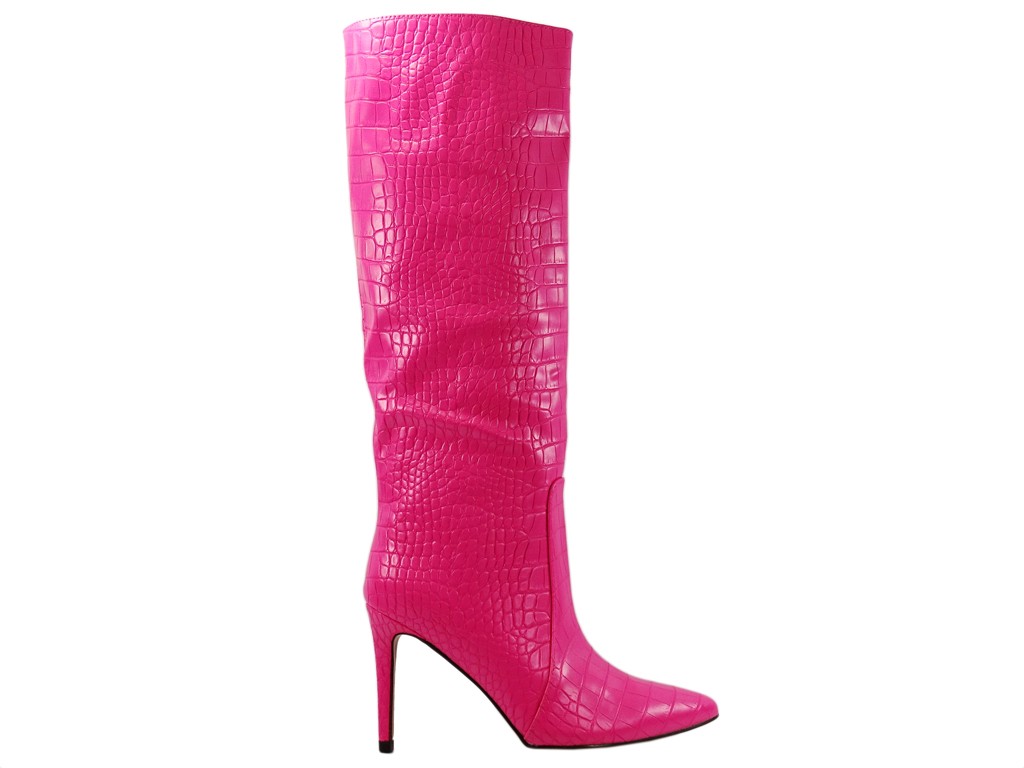 Pink spring eco leather boots - 1