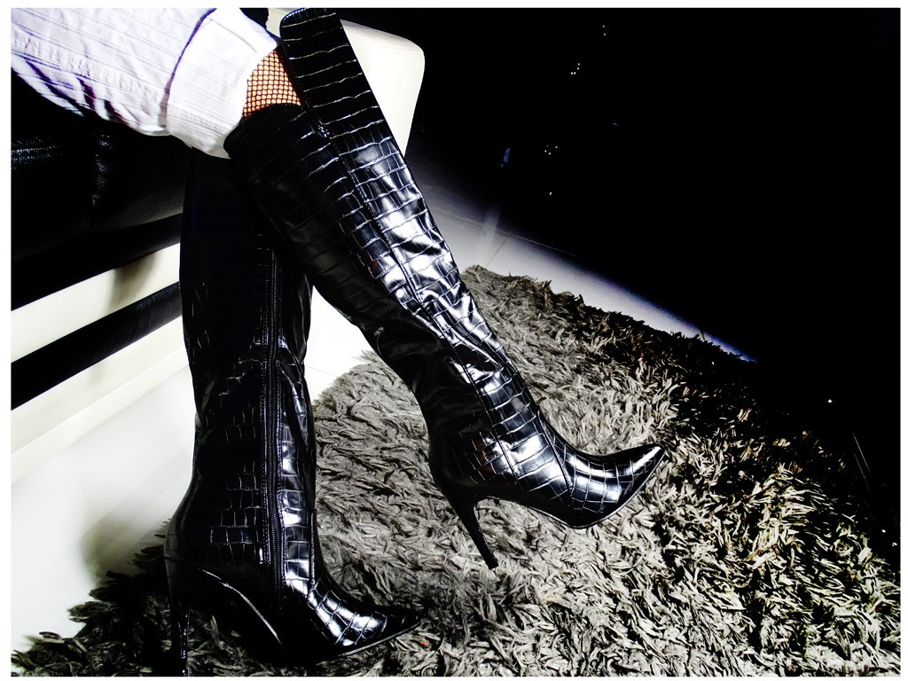Schwarze Damen-Bowler-Stiefel aus Ökoleder - 2
