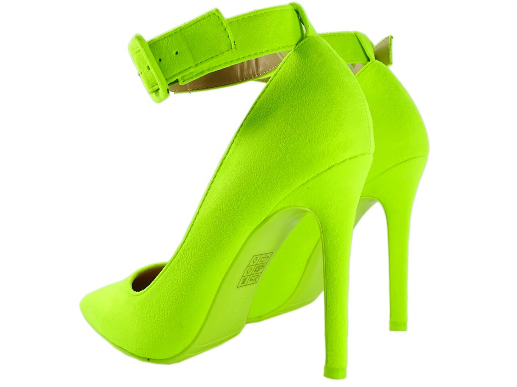 Dzelteni zaļi neona stiletto papēži ar potītes siksnu - 2