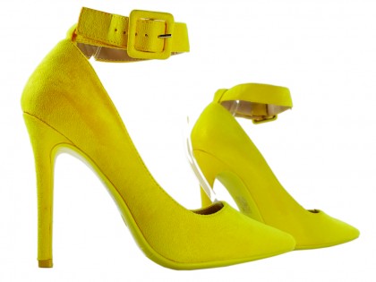 Yellow suede ankle strap stilettos - 3