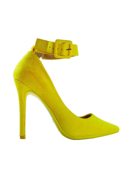 Gelbe Wildleder-Knöchelriemen-Stilettos - 1