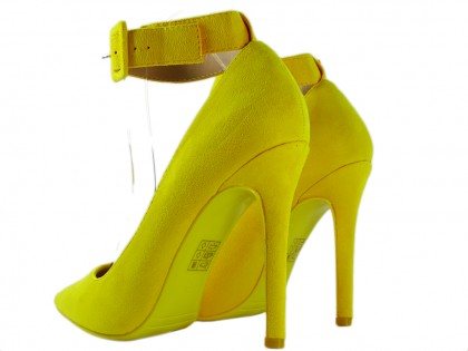 Yellow suede ankle strap stilettos - 2