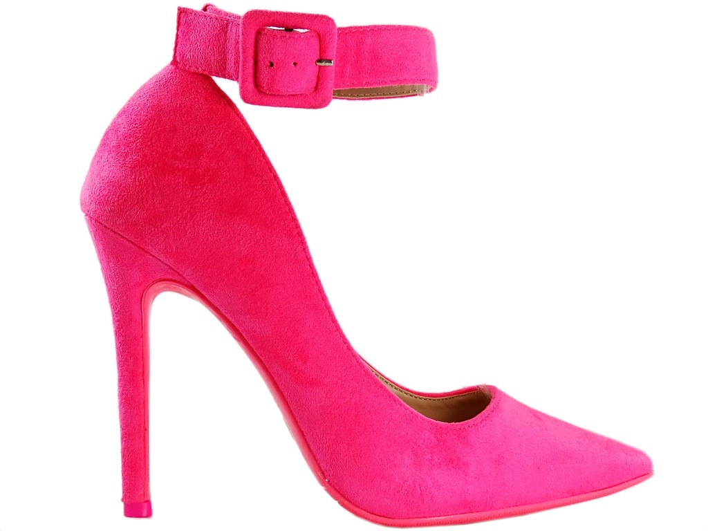 Rozā neona stiletto papēži ar potītes siksnu - 1
