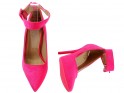 Rosa neonfarbene Stiletto-Absätze mit Knöchelriemen - 4