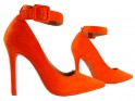 Oranžové neonové jehlové podpatky s kotníkovým páskem - 3