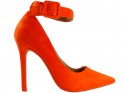 Orangefarbene neonfarbene Stiletto-Absätze mit Knöchelriemen - 1