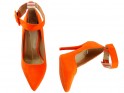 Oranžové neonové jehlové podpatky s kotníkovým páskem - 4
