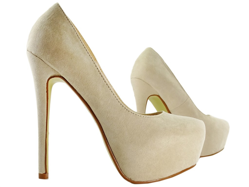 Talons aiguilles en daim beige - 3
