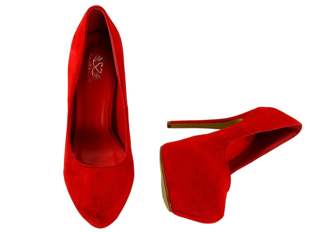 Rote Plateau-Stilettos aus Wildleder - 3