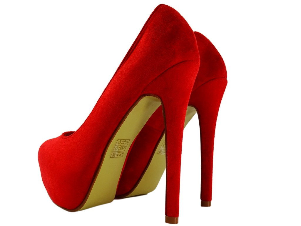 Red suede platform stilettos - 2