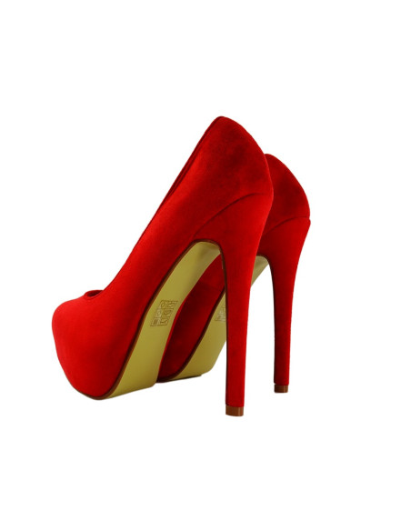 Red suede platform stilettos - 2
