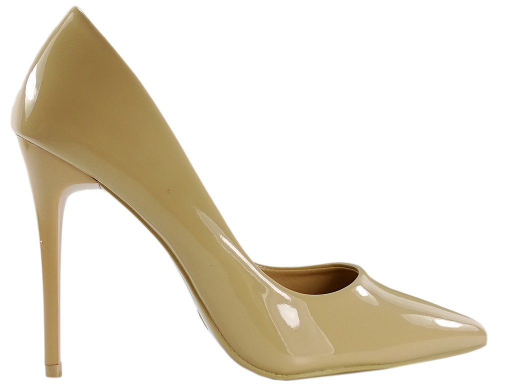Бежеві тілесні жіночі класичні туфлі на шпильці - 1