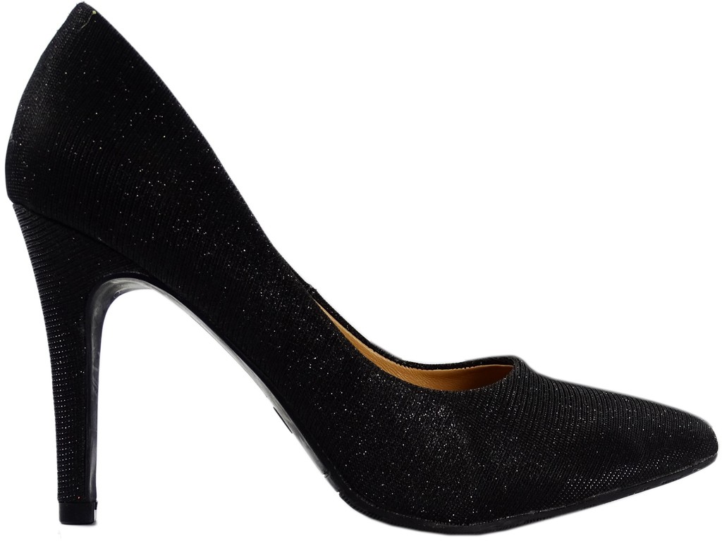 Women's black glittering stilettos - 1