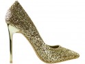 Women's gold brocade stilettos - 1