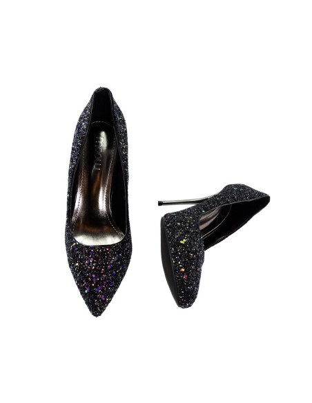 Sieviešu melni brokāta stilettos - 4
