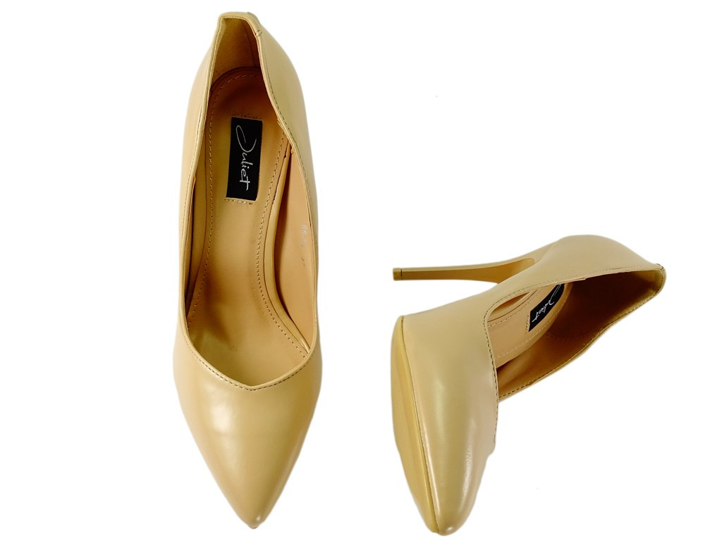 Talons aiguilles en cuir écologique beige mat - 4