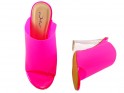 Pink neon clear flip flops on heels - 4