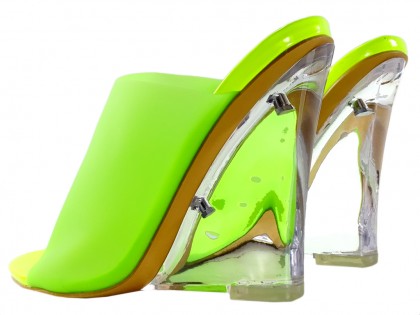 Yellow neon clear flip-flops on heels - 2