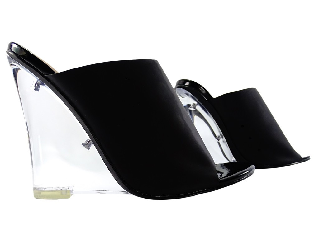 Tongs noires transparentes sur talons - 3