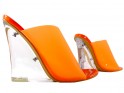 Orange neon clear flip flops on heels - 3