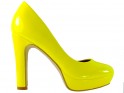 Pantofi stiletto cu platformă lăcuită galbenă - 1