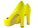 Pantofi stiletto cu platformă lăcuită galbenă - 2