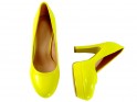 Pantofi stiletto cu platformă lăcuită galbenă - 4