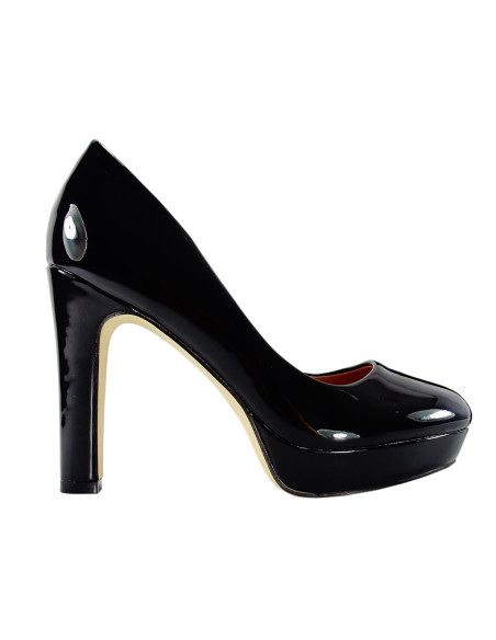 Black patent platform stilettos - 1