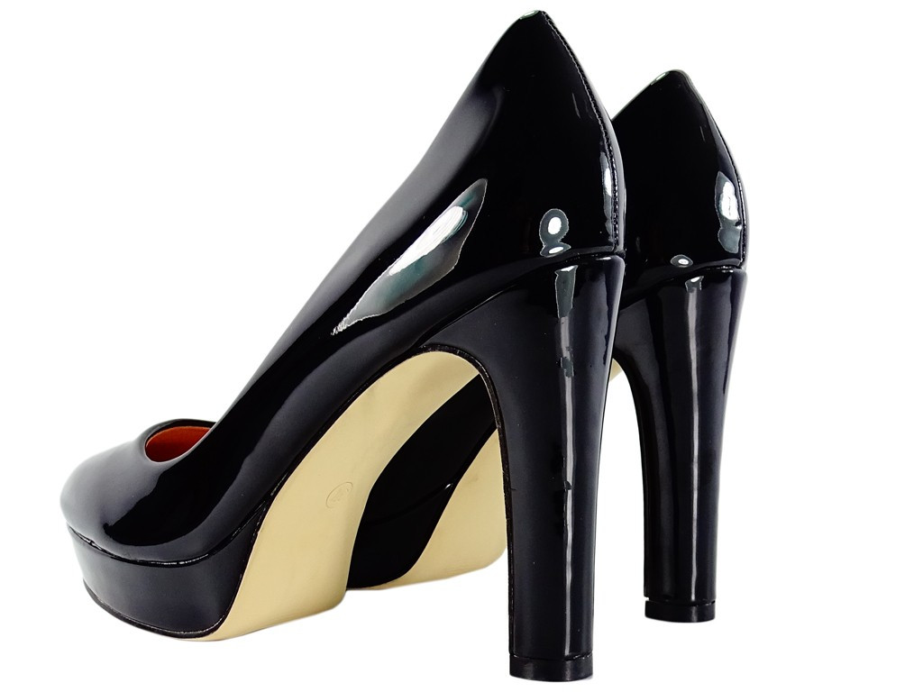 Black patent platform stilettos - 2