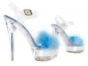Mėlyni permatomi smailianosiai sandalai su blizgučiais - 3