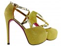 Sandales à talons aiguilles dorées à plateforme avec bride grande taille - 3