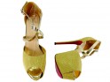Auksiniai smailianosiai platforminiai sandalai su dideliu dirželiu - 4