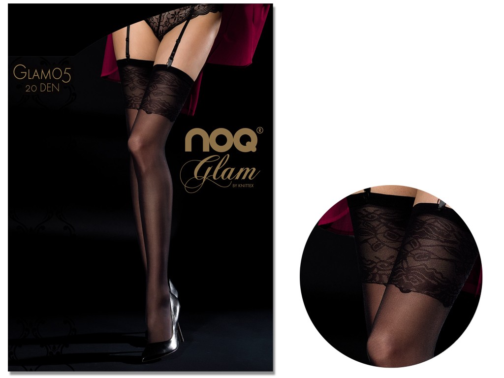 Smooth stockings to the waist with decorated cuff - 3