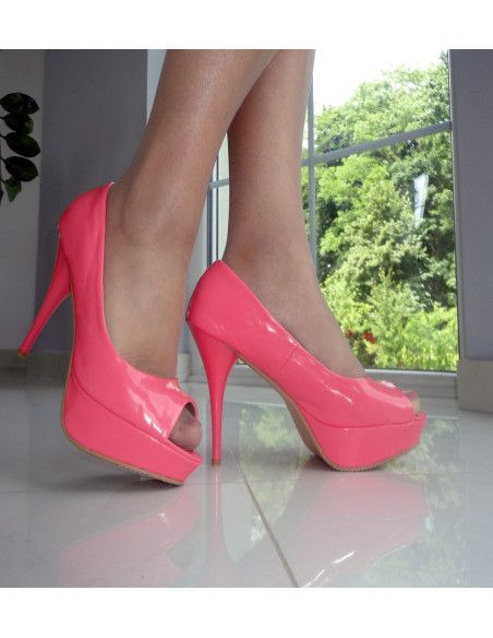SZPILKI BUTY LAKIERKI RÓŻOWE PINK KORALOWE