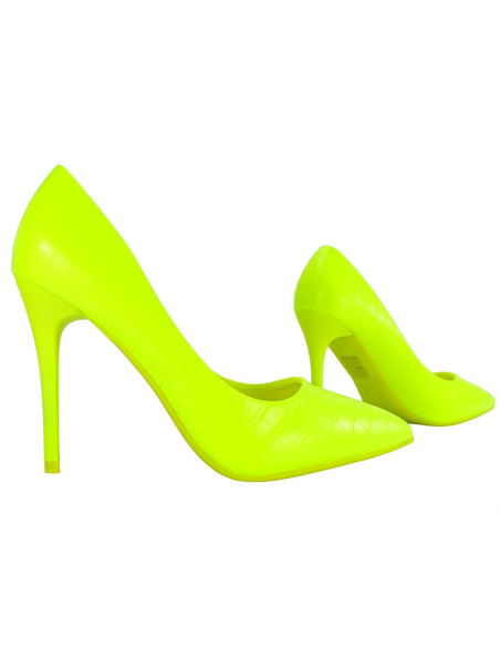 Yellow neon stiletto women's shoes - 3