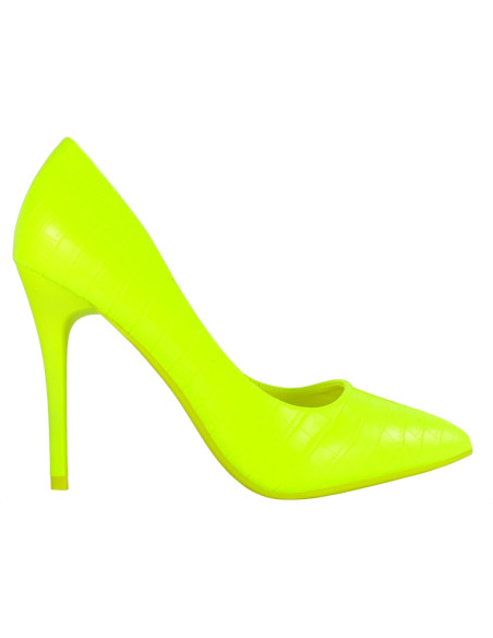 Yellow neon stiletto women's shoes - 1