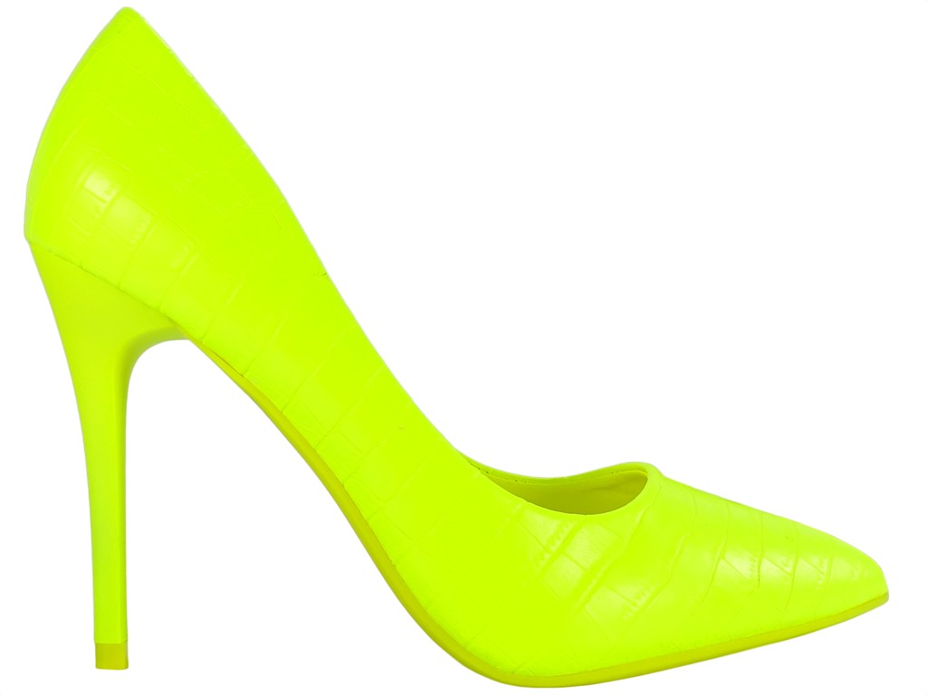 Žluté neonové dámské boty na jehlovém podpatku - 1