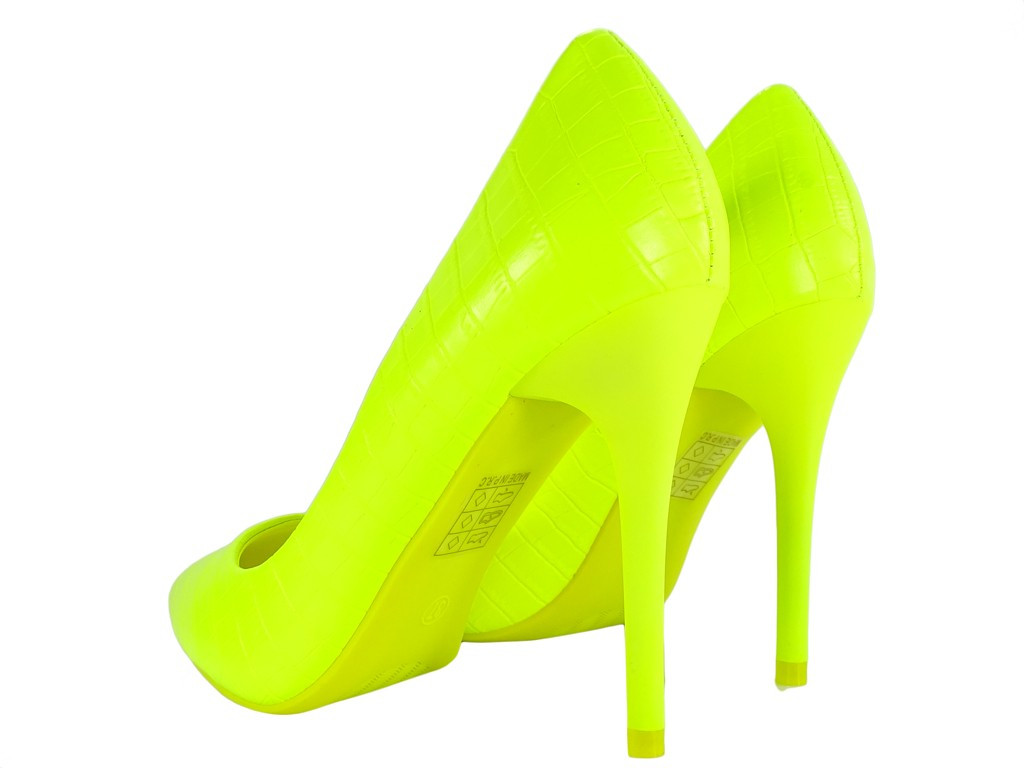 Żółte neonowe szpilki damskie buty - 2