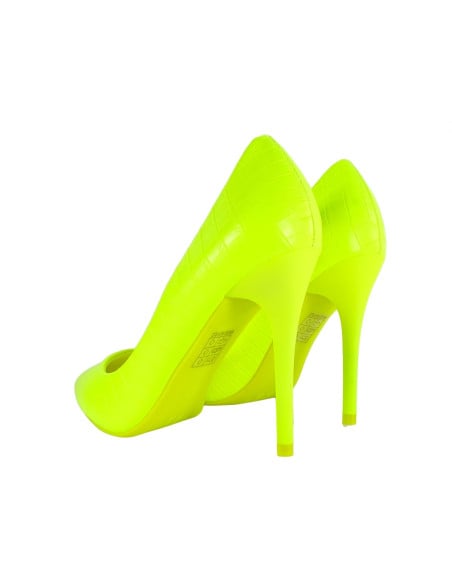 Chaussures pour femmes à talons aiguilles en néon jaune - 2
