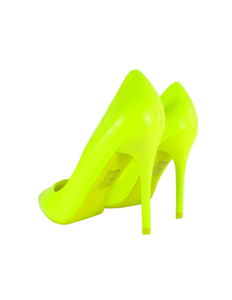 Geltoni neoniniai stiletto moteriški batai - 2