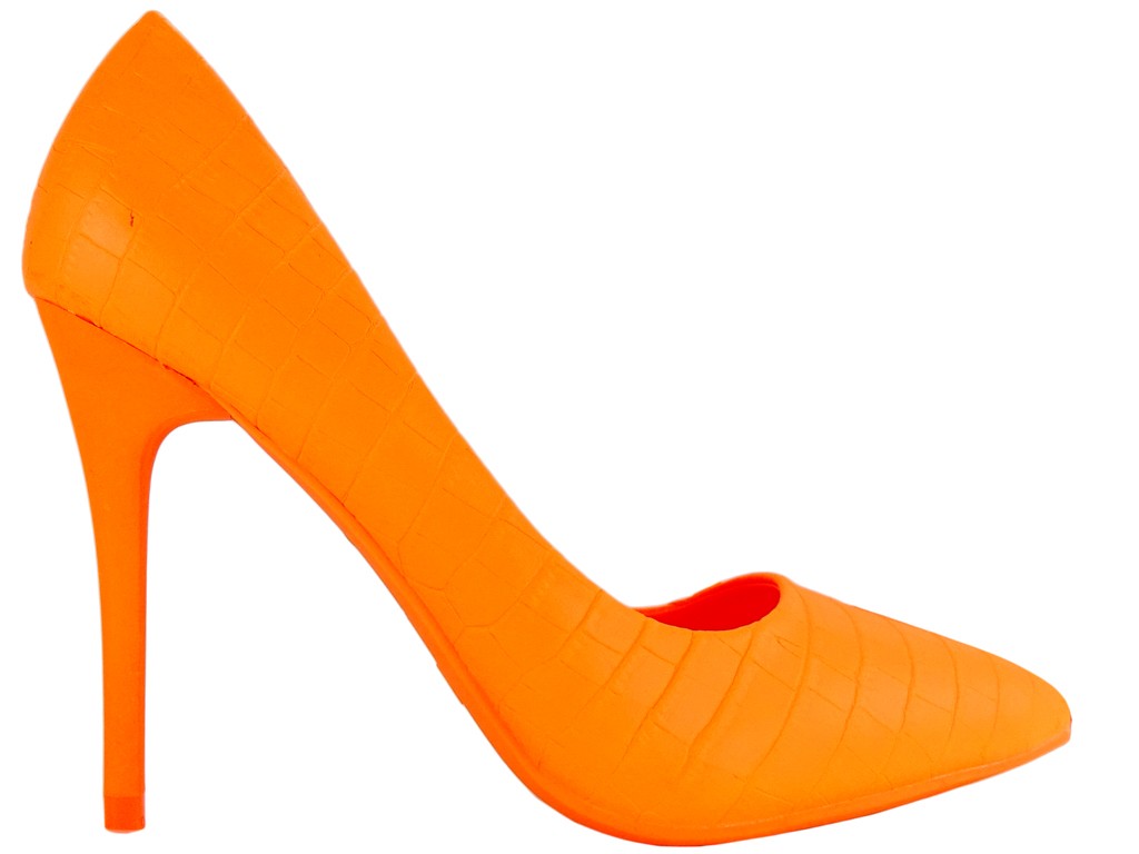 Pantofi stiletto portocalii neon portocalii pentru femei - 1